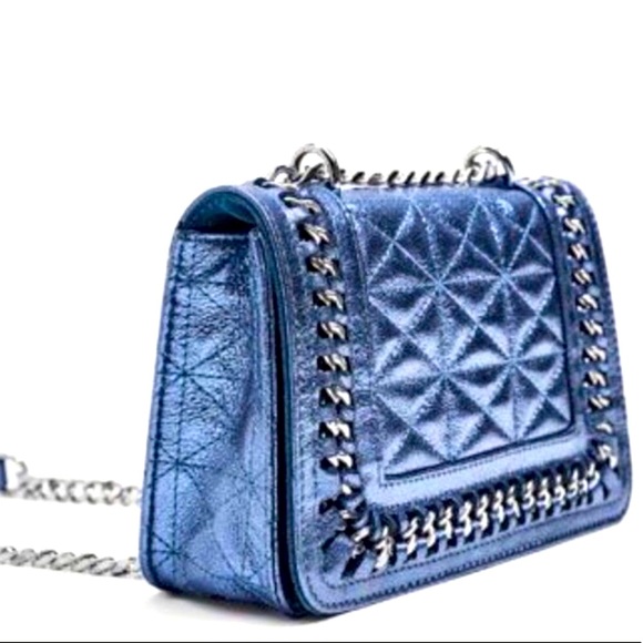 Zara metallic blue quilted crossbody bag - Picture 3 of 8
